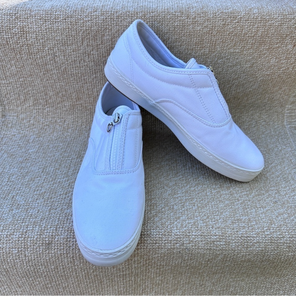 Aerosoles Women's Zippered Sneakers 10 White Slip On